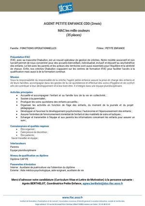 Agent Petite Enfance - CDD - Marseille