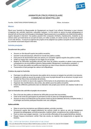 ANIMATEUR TRICE  PERISCOLAIRE 15H45 - CDD - MONTPELLIER