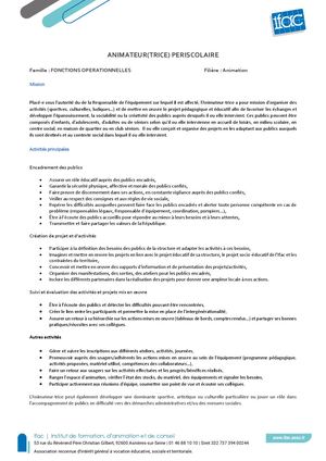 Animateur Trice Périscolaire CDD Pia