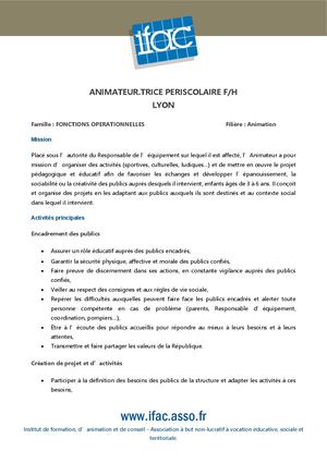 Animateur Trice - CDII - Lyon 3 6 7