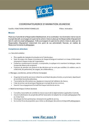 Coordinateur Trice D'animation - CDI - Juvisy