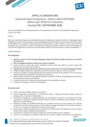RESPONSABLE ADJOINT EQUIPEMENT- CDI -PEROLS
