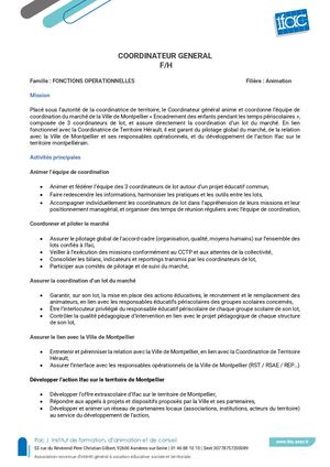 COORDINATEUR GENERAL H -F - CDI -MONTPELLIER