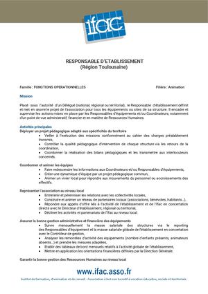 Responsable Détablissement F H -CDI- Haute Garonne