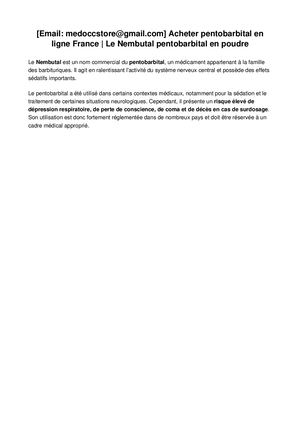 [Email: medoccstore@gmail.com] Acheter du pentobarbital en ligne