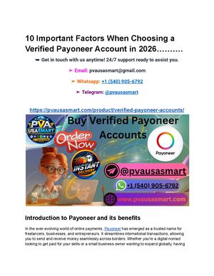 10 Important Factors When Choosing A Verified Payoneer Account In 2026………