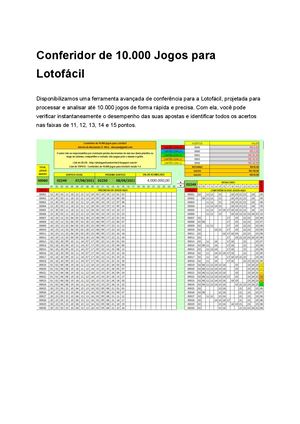 Conferidor De 10 000 Jogos Para Lotofácil