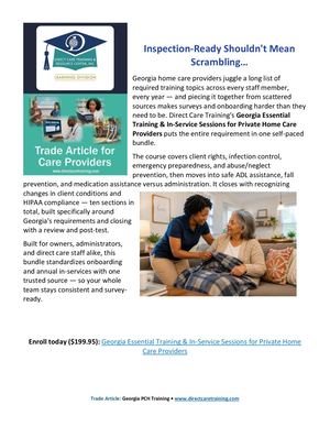 Georgia Home Care Inservice Blog Post Trade Article