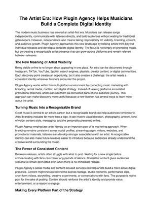 Plugin Agency Article The Artist Era