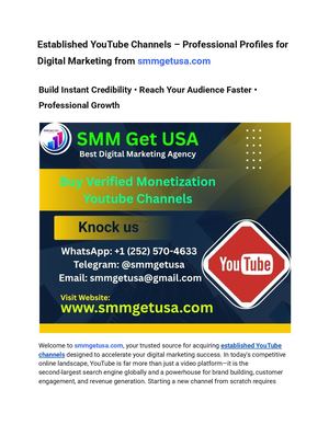 Established You Tube Channels – Professional Profiles For Digital Marketing From Smmgetusa Com