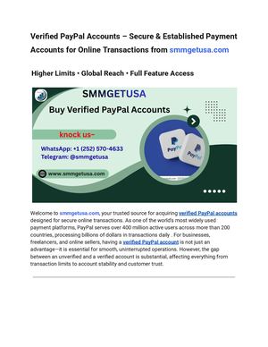 Verified Pay Pal Accounts – Secure & Established Payment Accounts For Online Transactions From Smmgetusa Com