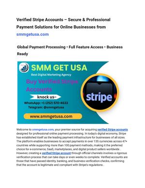 Verified Stripe Accounts – Secure & Professional Payment Solutions For Online Businesses From Smmgetusa Com