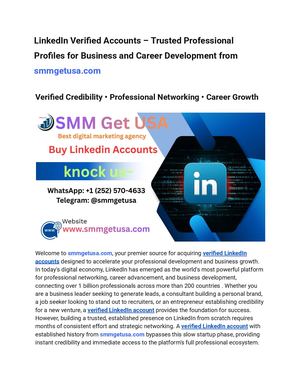 Linked In Verified Accounts – Trusted Professional Profiles For Business And Career Development From Smmgetusa Com