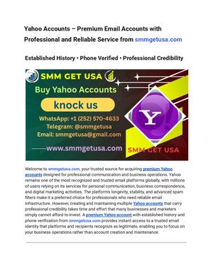 Yahoo Accounts – Premium Email Accounts With Professional And Reliable Service From Smmgetusa Com