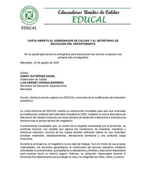 Carta Abierta Al Gobernador De Caldas Y Al Secretario De Educación (1)