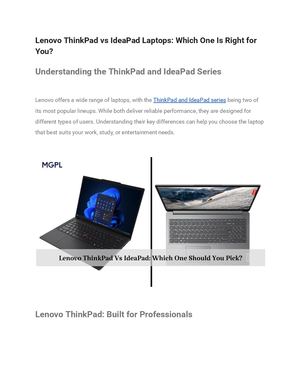 Lenovo Think Pad Vs Idea Pad Laptops