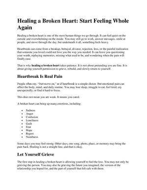 Healing A Broken Heart Start Feeling Whole Again