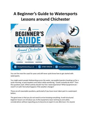 A Comprehensive Beginner’s Guide to Watersports Lessons in Chichester
