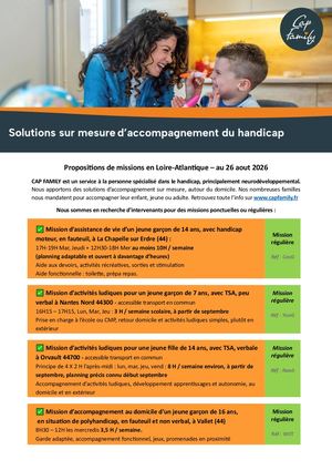 Propositions De Missions Via Cap Family Au 26 Aout 2026