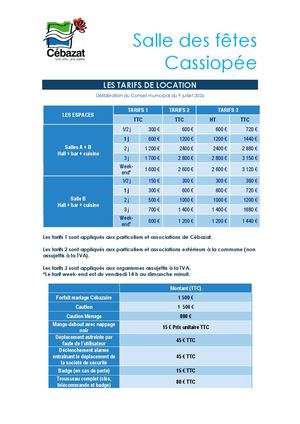 Tarifs Salle Des Fetes Cassiopee Cebazat