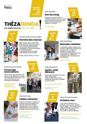 Agenda Théza rentrée 2026-2027