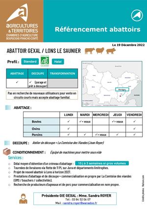ABATTOIR GEXAL LONS LE SAUNIER 12.2022