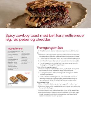 Spicy cowboy toast med bøf, karamelliserede løg, rød peber og cheddar