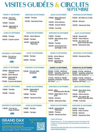 Visites guidées et circuits - septembre 2026