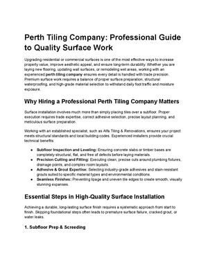 Perth Tiling Company Professional Guide To Quality Surface Work