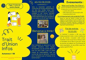 Trait d'Union Infos 68 Automne 2026