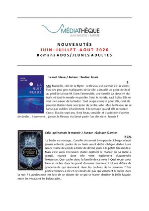 Biblio Ados Juin Juillet Aout