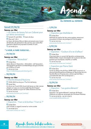 Agenda Du Week End 29 & 30 Août 2026