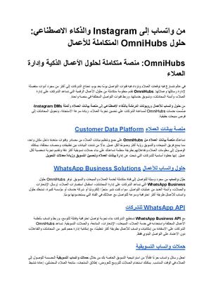 من واتساب إلى Instagram والذكاء الاصطناعي حلول Omni Hubs المتكاملة للأعمال