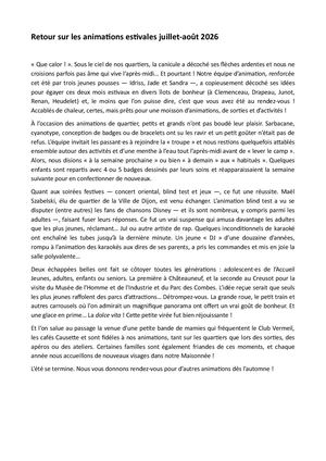 Retour Sur Les Animations Estivales 2026