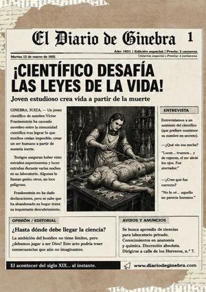 Documento A4 Portada Periódico Noticias Clásico Elegante Blanco Y Negro