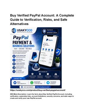 Buy Verified Pay Pal Account A Complete Guide To Verification, Risks, And Safe Alternatives