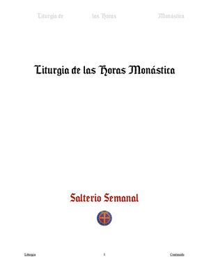 Liturgia De Las Horas Monástica Miercoles