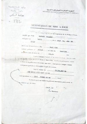 Ramdani Mohammed Né à Tlemcen 1934 Demeurant à Oran 14 Avenue De L'anp (1)