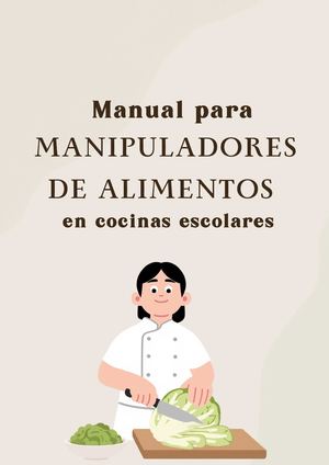 Manual Manipuladores De Alimentos en cocinas escolares.