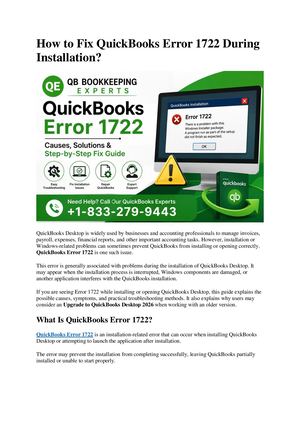 How to Fix QuickBooks Error 1722 During Installation?