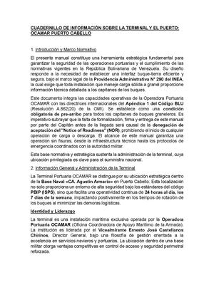 Cuadernillo De Información Sobre La Terminal Y El Puerto