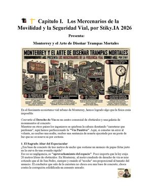 Capitulo 1 Los Mercenarios De La Movilidad Y La Seguridad Vial Presentan El Arte De Diseñar Trampas Mortales, Caso Monterrey Por Stiky.IA 2026