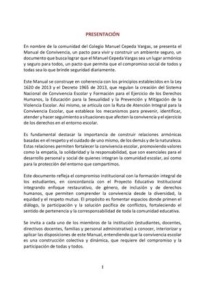 Manual De Convivencia Colegio Manuel cepeda Vargas