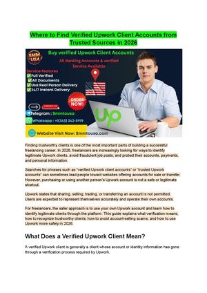 Buy , Verified Upwork Client Accounts – Trusted Marketplace