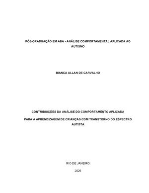 Aba E Aprendizagem De Criancas Com Tea