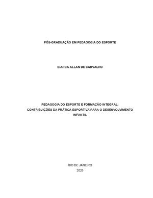 Pedagogia Do Esporte E Educacao Integral