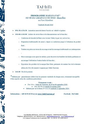 Programme Mahana Pae Ha'amaita'i I Te Tino 20260828
