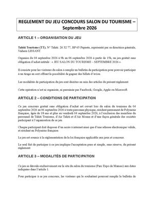 Règlement Du Jeu Tirage Aux Sorts Septembre 2026 - SDT