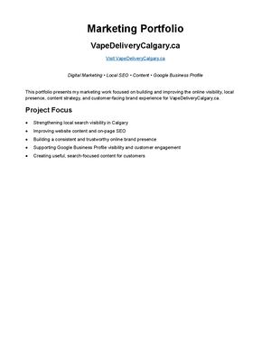 Vape Delivery Calgary Marketing Portfolio