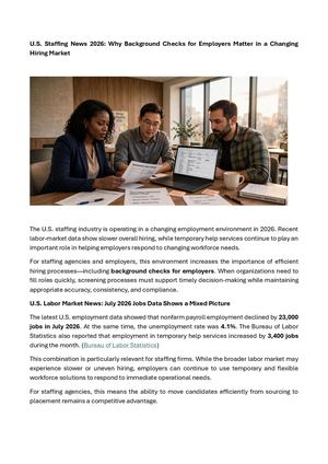 U S Staffing News 2026 Why Background Checks For Employers Matter In A Changing Hiring Market